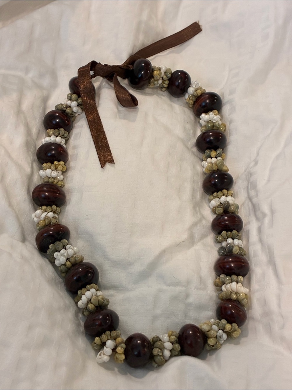Hawaiian Kukui Nut and Shell Necklace